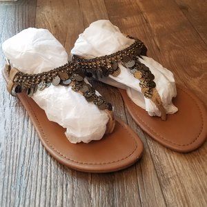 JustFab Erika Tan Bohemian BoHo Flat Sandals